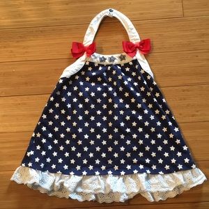 Red, white, and blue halter top dress